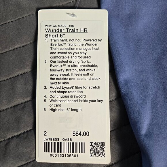 NWT Lululemon Wunder Train High-Rise Short 6" - 2 Oasis Blue - Picture 6 of 8